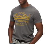 Superdry Camiseta vintage con etiqueta Vl Classic para hombre, manga corta, gris oscuro, S
