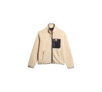 Superdry Chaqueta de forro polar retro vintage para hombre con cremallera completa, Avena Beige, XL