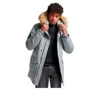 Superdry COAT EVEREST FAUX FUR HOODED PARKA Skylark Grey M HOMBRE