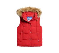 Superdry COAT EVEREST FAUX FUR PUFFER GILET Varsity Red 10 MUJER