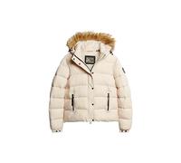 Superdry COAT FAUX FUR SHORT HOOD PUFFER Rainy Day Grey 10 MUJER