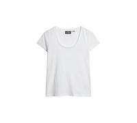 Superdry Cuello Redondo C4-Camiseta básica no Estampada (W), Blanco, 36 Mujer