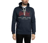 Superdry de los hombres Sudadera con capucha holgada con logotipo vintage, Azul