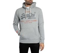 Superdry de los hombres Sudadera con capucha holgada con logotipo vintage, Gris