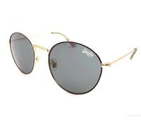 Superdry Enso Redondo Gafas Sol Unisex Negro Satinado Oro W/ Gris Oscuro Lentes