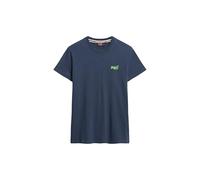 Superdry Essential Logo EMB tee T-Shirt, Lauren Navy/Fluro Lime, Medium Men's