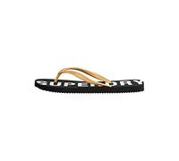 Superdry Code Essential Flip Flop, Chanclas Mujer, Black/Metallic Gold, Large