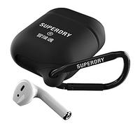 Superdry Funda para Airpods, Compatible con Cargador Bluetooth inalámbrico, Funda de Silicona Impermeable para Auriculares inalámbricos, Color Negro