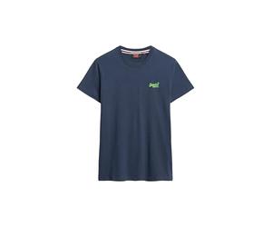 Superdry Herren Essential T-Shirt aus Bio-Baumwolle mit Logo Lauren Marineblau/Neon Limette XXL