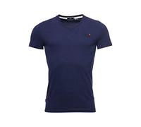 Superdry Hombre Camiseta clásica de algodón orgánico con Cuello de Pico Marino Intenso XS