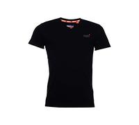 Superdry Hombre Camiseta Vintage Bordada con Cuello de Pico Orange Label Negro XS
