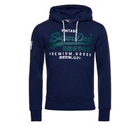Superdry Hombre Sudadera con Capucha y Vintage Logo Arenilla Azul Medianoche M