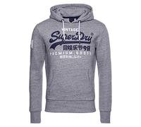 Superdry Hombre Sudadera con Capucha y Vintage Logo Jaspeado Gris M
