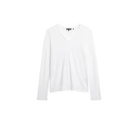 Superdry Jersey de Manga Larga con Cuello en V Camiseta, Óptica, 42 para Mujer