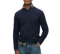 Superdry, Knit Essential Slim FIT Crew Jumper, M6110641A, Carbon Navy Marl, XL, Hombre