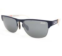 Superdry Laserlight Gafas de Sol Goma Azul Blanco W/ Espejo Plateado Lentes 106