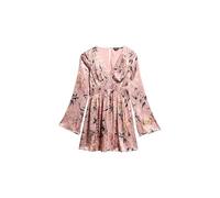 Superdry Mini vestido de mujer jacquard con mangas acampanadas, Sombra japonesa floral rosa pálido, 38