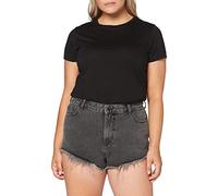 Superdry Mujer Vaqueros Cortos Cut-Off Negro Lavado 42