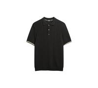 Superdry Polo de manga corta para hombre con estructura, negro carbón, XXL