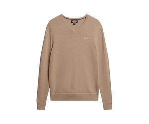 Superdry Shirt Essential EMB Vee Knit Oatmeal Grey Marl M Hombre