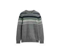 Superdry Shirt Fairisle Knit Crew Jumper Grey Marl Multi M Hombre