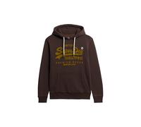 Superdry Sudadera con capucha para hombre con logotipo vintage a juego, Café Grano, L