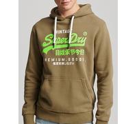 Superdry Sudadera de hombre con capucha y logo Vintage Premium. Verde M