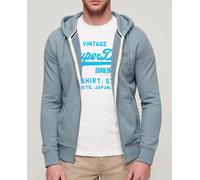 Superdry Superdry - Sudadera Con Capucha Cremallera y Logo Essential de hombre. Azul Talla 2XL