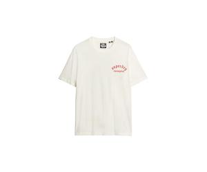 Superdry, T.Shirt Neo TRAD Tattoo Loose tee, M1012130A, Bone White, S, Man, Adulto