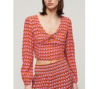 Superdry Top corto tejido de manga larga de mujer. Rosa 34/8