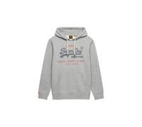 Superdry de los hombres Sudadera con capucha holgada con logotipo vintage, Gris