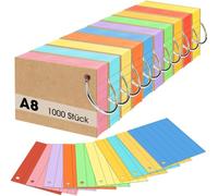 SUPERFA 1000 fichas A8 a rayas en 10 colores, tarjetas educativas para notas, entrenamiento de vocabulario
