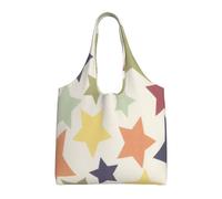 Superficie colorida de la estrella,Bolsas de mano reutilizables, bolsas de supermercado, bolso de hombro de lona de gran capacidad