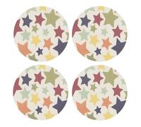 Superficie Colorida de la Estrella,Posavasos Redondos de Corcho MDF, Almohadilla para Tazas, Juego de 4 Posavasos para Bebidas