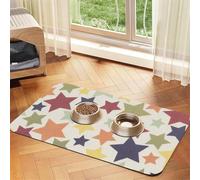 Superficie Colorida de la Estrella,Tapete para Comida de Mascotas, manteles Individuales de Cuero sintético para Gatos y Perros,30x45cm