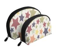 Superficie Colorida Estrella, Bolsa de Maquillaje de Concha, Monedero pequeño para Mujer, Bolsa de artículos de tocador, Bolsa de cosméticos, 2 Piezas