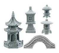 SUPERFIDINGS 5Estilos Pagoda Linterna Jardín Estatua Pagoda Japonesa Lámpara Linterna Piedra Pasarela Figuras para Paisaje Balcón Jardín Patio Porche Patio Arte Ornamento