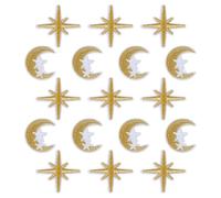 SUPERFINDING 60 piezas 2 estilos Luna Estrella Parche Bordado Luna Estrella Hierro en Parches Luna Estrella Apliques Parches Apliques a granel Parches Pequeños Parches Dorados Pequeños Parches de Tela