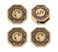 SUPERFINDINGS - 10 cuentas de latón estilo retro Tai Chi Bagua 14 x 14 mm dorado antiguo con gran agujero para Paracord DIY pulseras llaveros accesorios EDC