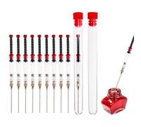 SUPERFINDINGS 10 juegos de pluma estilográfica jeringa de tinta, jeringa desafilada extraíble, con orificio de 3,5 mm, convertidor de cartuchos con 2 tubos de almacenamiento para rellenar cartuchos
