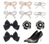 SUPERFINDINGS 10 piezas 5 estilos de lazo de diamantes de imitación clips para zapatos desmontables colgantes clásicos decorativos para zapatos de clip para zapatos de boda para mujer adecuados para