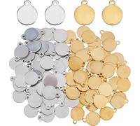 SUPERFINDINGS 100 unids 2 colores acero inoxidable plano 10mm redondo colgante en blanco placa de repujado suave discos pulidos para pulsera pendiente collar cadena colgante