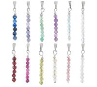 SUPERFINDINGS - 12 colgantes de piedras preciosas naturales, 12 colores, colgantes de perlas de piedra colgantes de cristal con hebilla de plata para collar y pulsera