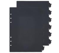 SUPERFINDINGS 12 hojas divisoras de carpeta de índice A5 de plástico negro esmerilado con 6 pestañas de delfín, páginas de índice para planificador, cuaderno, diario, 21 x 15,9 cm