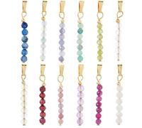 SUPERFINDINGS 12 piezas 12 colores naturales piedras preciosas colgantes perlas de piedra colgante de piedras preciosas colgante de piedra de cristal colgante con lazo plateado/dorado para collares