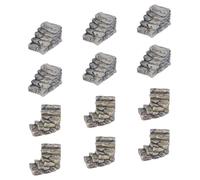 SUPERFINDINGS 12 piezas de 2 estilos en miniatura para decoración de escaleras de piedra en miniatura, escalones de resina, mini faro, pozo de agua, puente, figuras para jardín, kit de estatuas