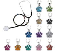 SUPERFINDINGS 12 piezas estetoscopio colgante con pata de perro lindo personalizado ajustable estetoscopio colgante accesorios de aleación esmalte estetoscopio colgante decoraciones para personal