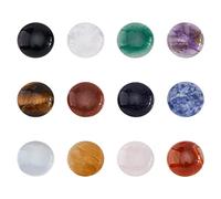 SUPERFINDINGS 12 Unids 12 Estilos Cabujón Natural Piedras Preciosas 25mm Media Cúpula Redonda Flatback Piedras de Cuarzo para Collar Fabricación de Joyas DIY Artesanía Hecha A Mano