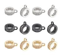 SUPERFINDINGS 12 Unids 3Colores Latón Colgador Eslabones Claro Cubic Zirconia Cuelga Colgador Perlas Tubo Bail Beadspara Charm Pulsera Europea Fabricación de Colgantes Agujero:1mm