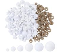 SUPERFINDINGS 120 unidades de 6 tamaños de ojos de seguridad 6 mm ~ 20 mm Crochet White Doll Eyes Round Craft Crochet Eye with Washers Plastic Stuffed Animal Eye for DIY Puppet Bear Plush Animal